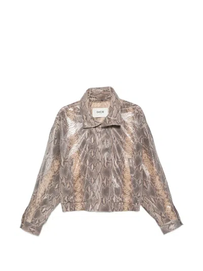 Ducie Jasmine Python-print Leather Jacket In Multi