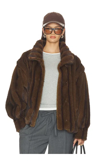 Ducie Katja Faux Fur Jacket In Walnut