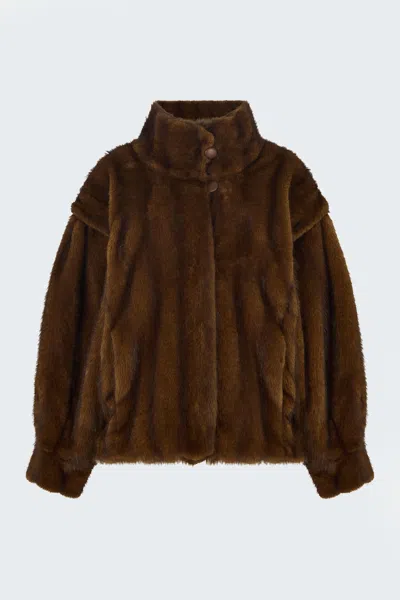 Ducie Katja Fur Jacket In Brown
