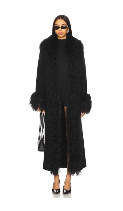 Ducie Lola Fur Trim Coat In Black
