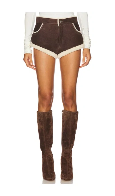Ducie Lottie Fur Trim Shorts In Walnut