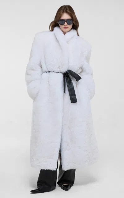 Ducie Mia Shearling Coat In White