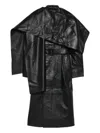 Ducie Nina Wrap Around Belted Leather Coat In Black