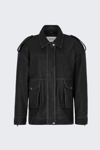Ducie Opal Leather Jacket In Black