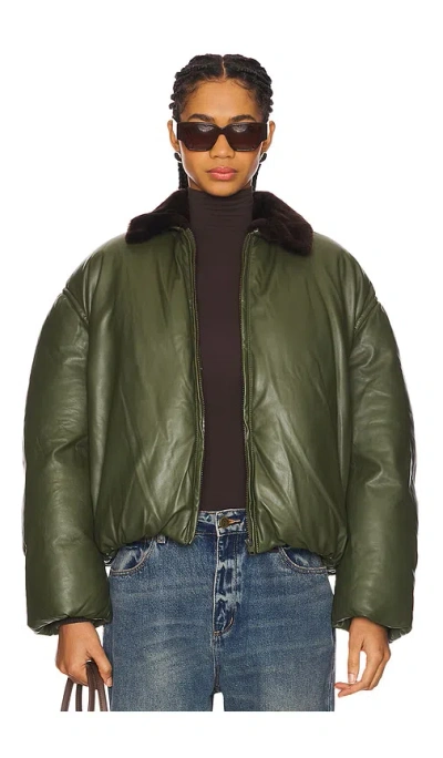 Ducie Philly Leather Puffer In Green