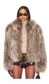 Ducie Rochelle Fur Jacket In Taupe Melange