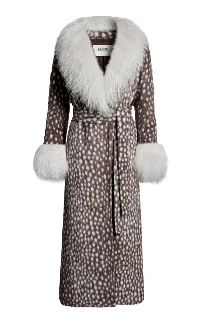 Ducie Ruth Shearling Coat In Animal