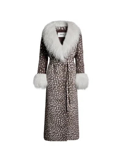 Ducie Ruth Shearling-trim Coat In Brown