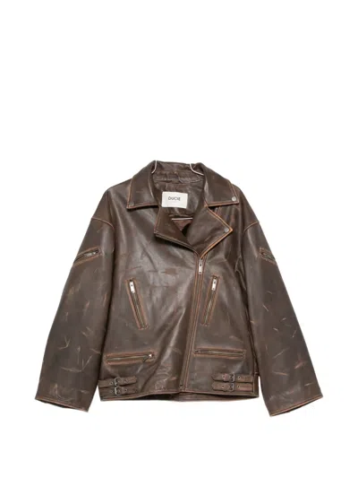 Ducie Samantha Distressed Jacket In Brown