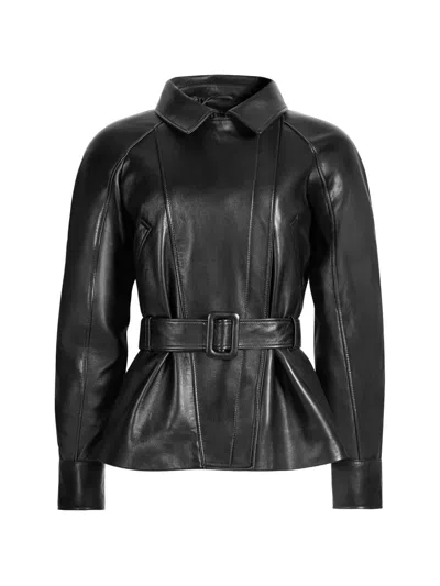Ducie Star Leather Jacket In Black
