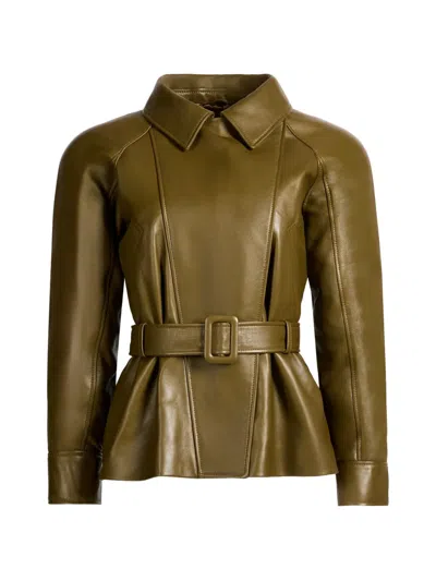 Ducie Star Leather Jacket In Green