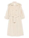 Ducie Thalia Double-breasted Faux Fur Coat In Neutral