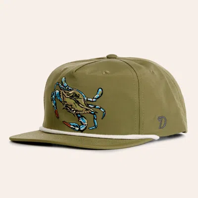 Duck Camp Blue Crab Olive Flat Bill Cap In Green