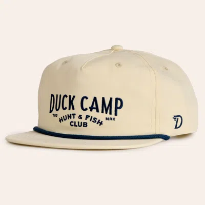 Duck Camp Ivory & Navy Trademark Embroidered Rope Flat Bill Cap In Metallic
