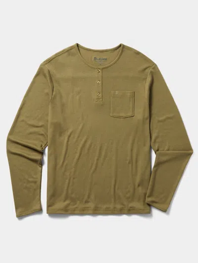 Duck Camp Men's Waffle Henley Long Sleeve Shirt In Cordgrass In Green