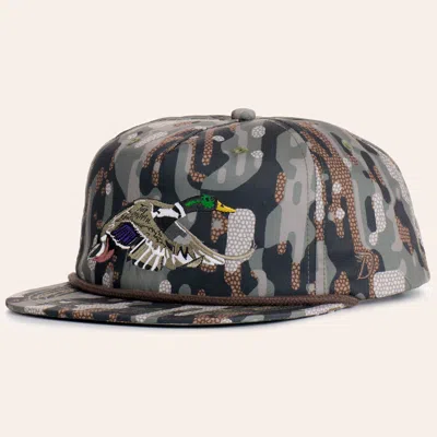 Duck Camp Woodland Camo Mallard Embroidered Rope Flat Bill Cap In Multi