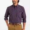 Duck Head Akins Long Sleeves Cotton Slub Plaid Shirt In Mirror Lake Blue In Purple