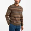 Duck Head Birch Fair Isle Crewneck Sweater In Olive Pine Heather In Multi