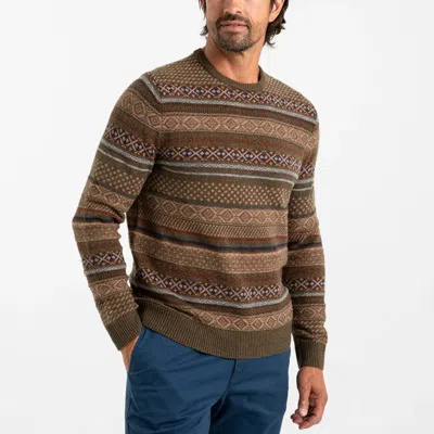 Duck Head Birch Fair Isle Crewneck Sweater In Olive Pine Heather In Multi