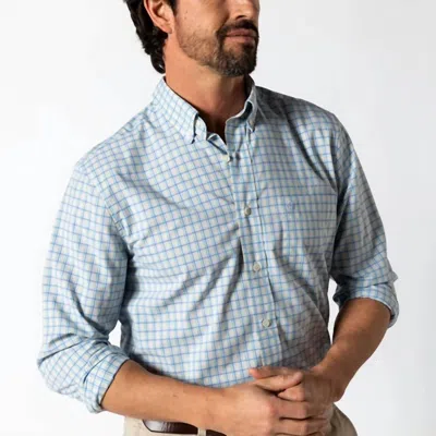 Duck Head Bradley Plaid Long Sleeve Performance Poplin Sport Shirt In Faded Peach In Multi