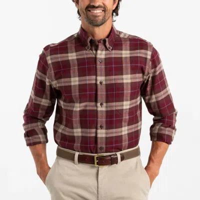 Duck Head Buckner Long Sleeve Cotton Flannel Plaid Shirt In Tawny Port