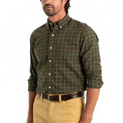 Duck Head Clement Long Sleeve Cotton Flannel Plaid Shirt In Dark Forest Green