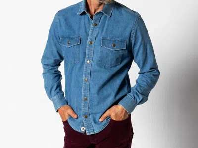 Duck Head Clyde Denim Snap Shirt In Indigo Blue