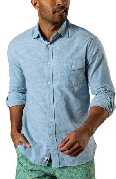 Duck Head Cotton Chambray Sport Shirt In Sunwashed Blue In Multi