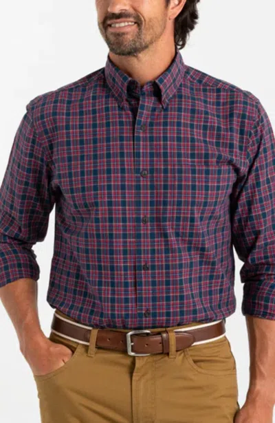 DUCK HEAD COTTON SLUB SPORT AKINS PLAID SHIRT IN MIRROR LAKE BLUE