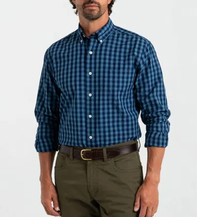 Duck Head Felton Plaid Sport Shirt In Indigo In Blue