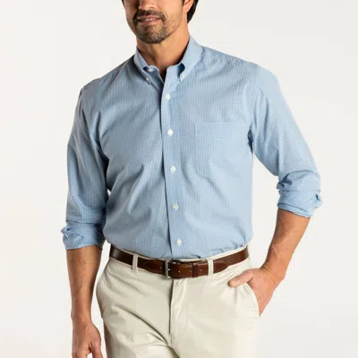 Duck Head Lawrence Micro Gingham Shirt In Lure Blue