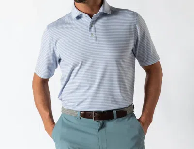 Duck Head Long Drive Performance Polo In Davis Stripe Light Blue