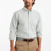 Duck Head Long Sleeve Collins Cotton Oxford Stripe Shirt In Pine Green In White
