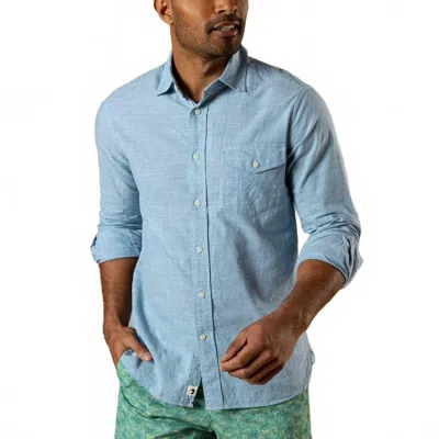 Duck Head Long Sleeve Cotton Chambray Sport Shirt In Sunwashed Blue