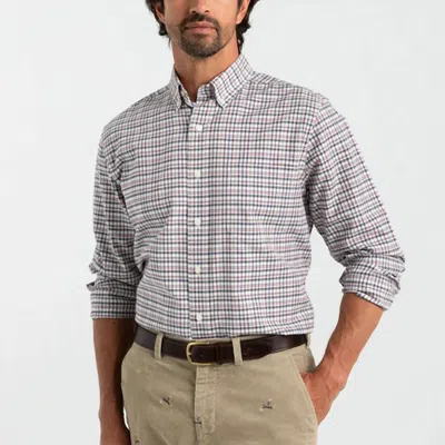 Duck Head Long Sleeve Cotton Oxford Shirt In Dafton Plaid Navy In Multi