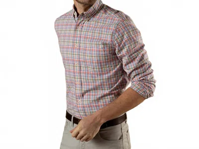 Duck Head Long Sleeve Cotton Twill Sport Shirt In Rosewood In Animal Print
