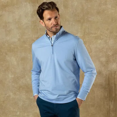Duck Head Long Sleeve Dunmore 1/4 Pullover In Serenity Blue Heather In Multi