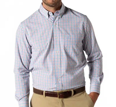 Duck Head Long Sleeve Performance Poplin Sport Shirt In Sunwashed Red In Multi