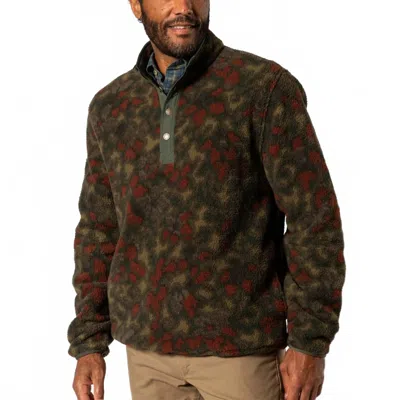 Duck Head Long Sleeve Pineview Fleece Snap Pullover In Deep Olive In Green