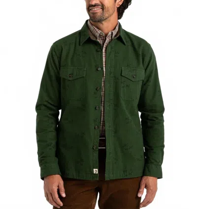 Duck Head Long Sleeve Slater Moleskin Overshirt In Pine Green Print