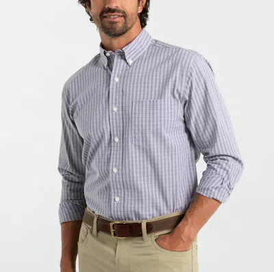 Duck Head Long Sleeve Stirling Plaid Shirt In Stone Blue