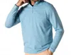 Duck Head Long Sleeve Wakeman Stripe Performance Shirt In Sail Blue Heather In Blue
