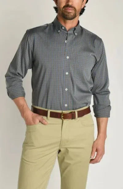 Duck Head Macon Performance Plaid Shirt In Dark Brown In Gray
