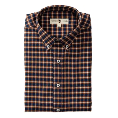 Duck Head Men's Harps Long Sleeve Cotton Flannel Plaid Shirt In Nutmeg Brown In Multi
