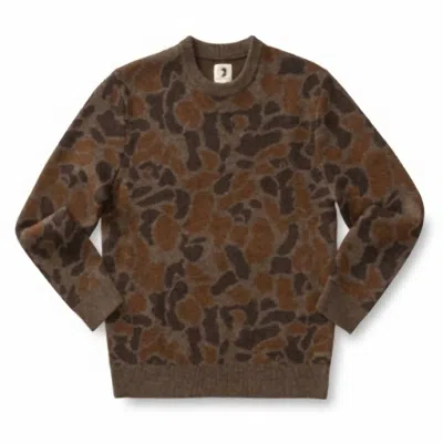 Duck Head Men's Intarsia Crewneck Sweater In Toasted Khaki Camo In Brown