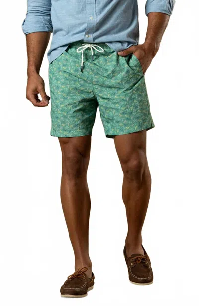 Duck Head Men's Print Sailport Swim Short In Aspen Green