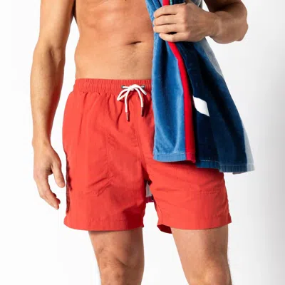 Duck Head Men's Sailport Solid Swim Short In Classic Red