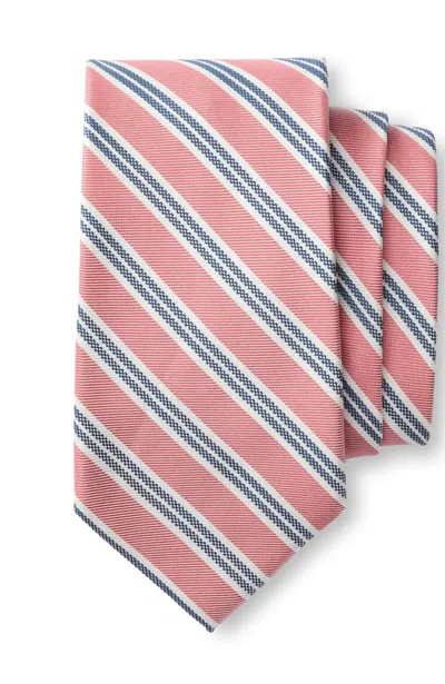 Duck Head Men's Silk Stripe Tie In Sunwashed Red In Pink