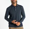 Duck Head Murray Long Sleeve Polo In Navy Heather In Blue