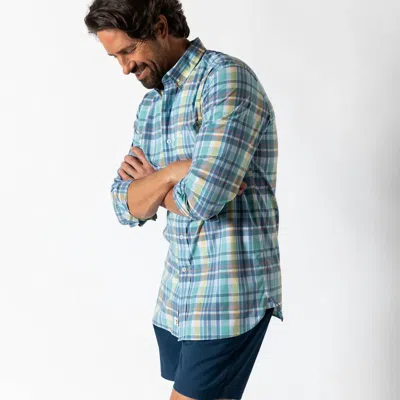 Duck Head Page Long Sleeve Performance Poplin Sport Shirt In Marine Blue